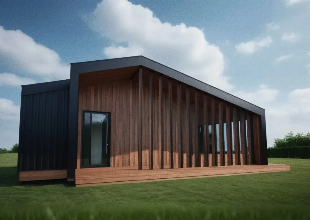 Современный деревянный дом в природном окружении.