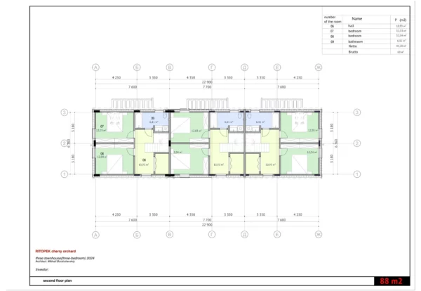 Townhouse na tri stana 88 m², 3 spavaće sobe, 2 sprata