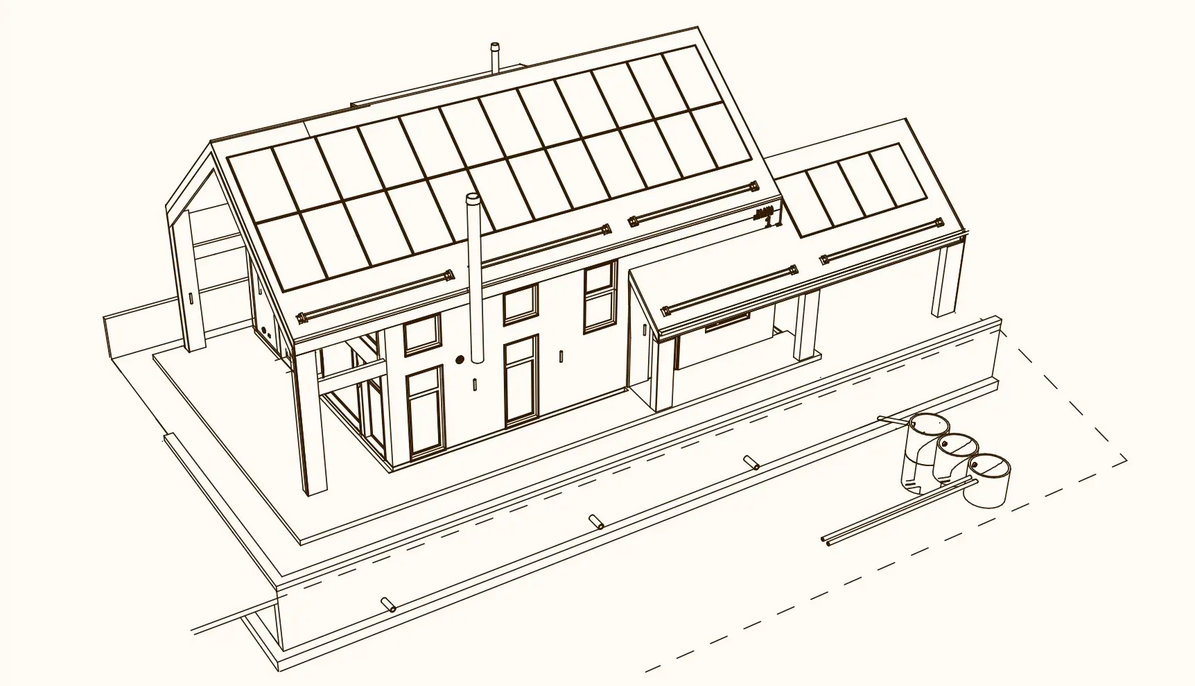 Plana Estate Villa in Kolašin, Montenegro 3D rendering of a modern house with solar panels