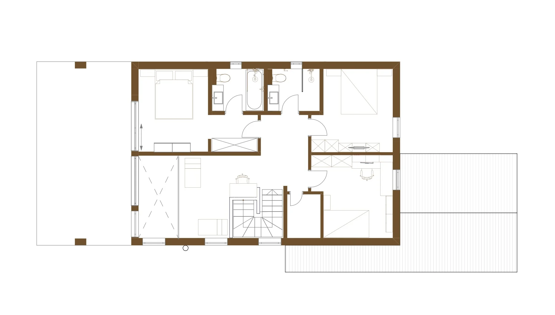 Architectural floor plan of the first floor of the villa with a terrace in Plana - Kolasin Montenegro